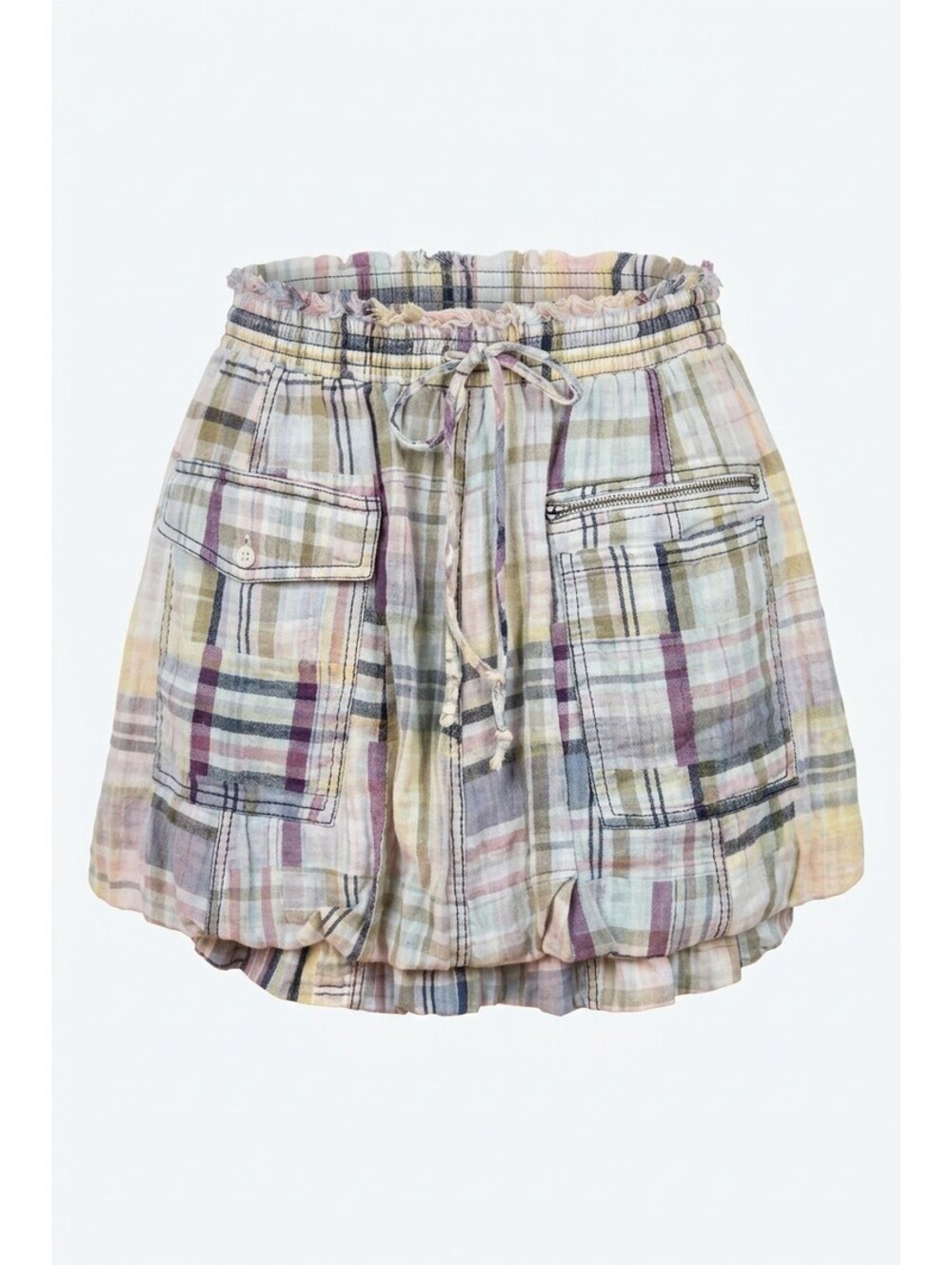 NWT Pilcro Anthropologie Patchwork Plaid Bubble Mini Skirt Coquette Prep L